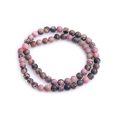 6mm Natural Stone Black Rhodonite Frosted Matte Unpolished Round Beads for Jewelry Making Strand 15 inch - color: Black Rhodonite, size: 6mm
