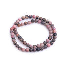 6mm Natural Stone Black Rhodonite Frosted Matte Unpolished Round Beads for Jewelry Making Strand 15 inch - color: Black Rhodonite, size: 6mm