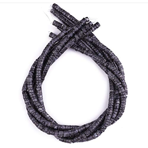 BEADIA Natural Black Spectrolite Spacer Beads Caps Loose Semi Gemstone for Beading Jewelry Making 6mmx3mm 38cm - color: Black Spectrolite, size: Round 6mm x 3mm