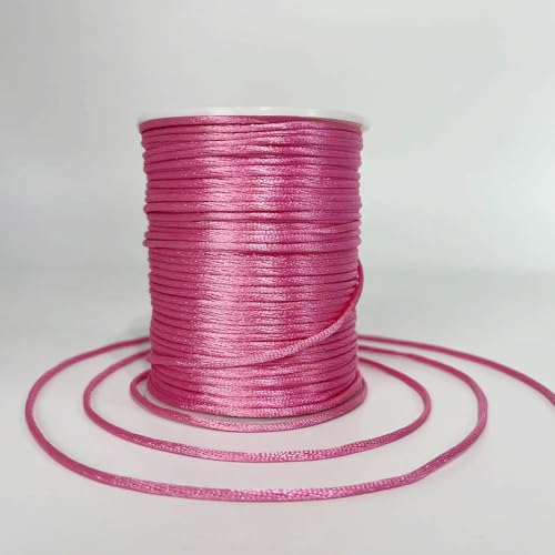 2 mm 330 Feet Satin Nylon Cord String for Jewelry Making Bracelet Necklaces Beading Thread Rattail Macrame Kumihimo Chinese Knot Craft - size: Pink