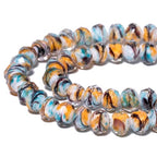 7.5×10mm 50pcs Yellow Blue Black Stripe Faceted Lampwork Glass Beads for Jewelry Making, Flat Round Handmade Murano Beads for Bracelets, Crafts, Friendship Bracelet Kit, Rosary Making - color: Yellow Blue Black Stripe