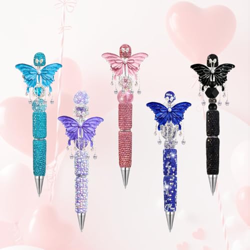 8pcs Butterfly Beads for Pens 64mm Colorful Rhinestone Beads for DIY Bracelet Necklace Earrings Keychain Making - color: 3D Advanced-8pcs