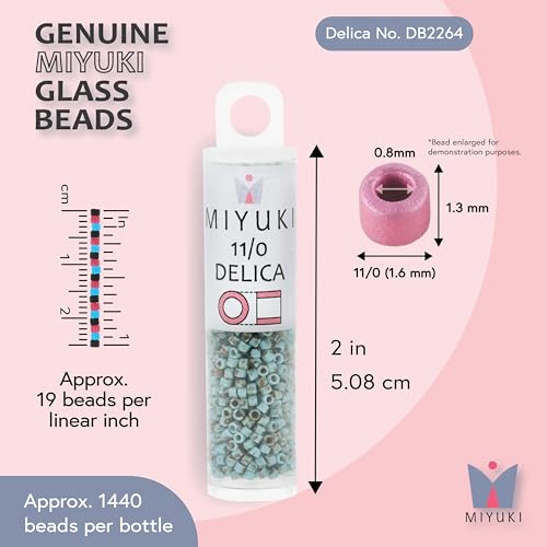 Miyuki Delica Seed Beads – Size 11/0 (1.6 mm), DB2264, Picasso Seafoam Green Matte, 7.2 g, Approx. 1440 Beads, Made in Japan - color: DB2264 - Picasso Seafoam Green Matte