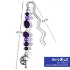 Vintage Metal Angel Bookmark Pendant with Natural Crystal Bead Chain–Elegant Fairy Bookmarks for Women,Men,Book Lovers,Teachers and Students(Amethyst) - style: Angel