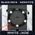Mens Beaded Bracelet - Stone Jewelry, Black Onyx Hematite Bracelets, Mens Accessories, Adjustable - style: Duality
