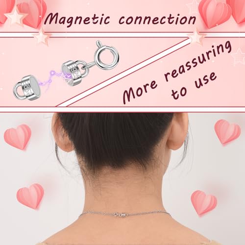 Serundo Auto 925 Sterling Silver Magnetic Necklace Clasps and Closures Min Magnetic Clasps for Necklaces Bracelets Chain Extender Connector for Jewelry Making Necklace 2Pack - color: silver