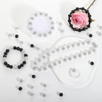 320pcs Rhinestone Beads for Jewelry Making, 10mm Black and White Beads Disco Ball Chunky Crystal Bead, Rhinestone Bubblegum Round Bead for DIY Bracelets Necklace Earring Supplies - color: black and white