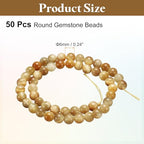 HARFINGTON 50pcs Natural Stone Beads 6mm Gold Tiger Eye Round Gemstone Stone Loose Beading Real Genuine Smooth Balls Bead for Jewelry Making Bracelets Necklace Earrings DIY - color: Gold Tiger Eye, size: 6mm