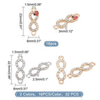 SUPERFINDINGS 48Pcs 3 Style Alloy Rhinestone Links Connectors Metal Infinity Pendants Connectors Infinity Symbol Connexter Link for DIY Jewelry Making