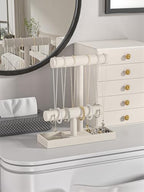 Bracelet and Necklace Holder,Velvet Jewelry Necklace Display Organizer Stand,bracelet Holder for Selling,Bracelet and Necklace Storage Tree (Style 2（Beige）) - style: Style 2（Beige）