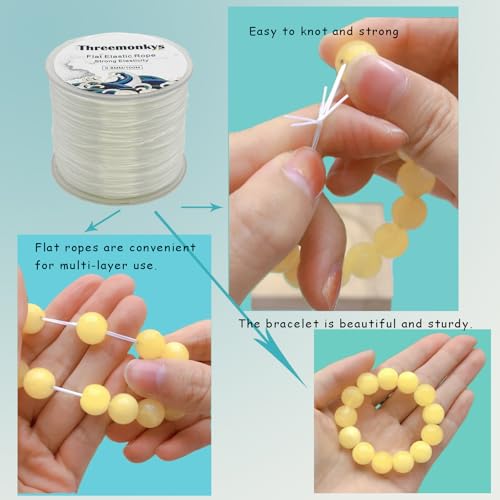 Flat Elastic Line 0.8 mm Elastic Bracelet Rope Bead Rope for String Jewelry Production and Bracelet Production (100 m) - size: 1 pack