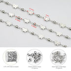 KYUNHOO Stainless Steel Beaded Chains Bulk on Roll 13 Feet Embossed Butterfly Necklace Bracelelt Jewelry Making Chain with Lobster Clasps Jump Rings - color: Butterfly Steel