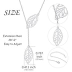 Long Necklace Sterling Silver Larait Bar Y Lariat Long Chain Drop Adjustable Necklace Gift for Her, 30" - style: Long Leaf Lariat Necklace