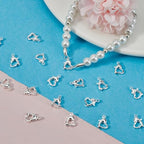 Beebeecraft 1 Box 30Pcs Heart Lobster Clasps 925 Sterling Silver Plated Brass Lobster Claw Jewelry Bracelet Clasps Connector with Jump Ring for DIY Craft Jewellery Making - color: Silver