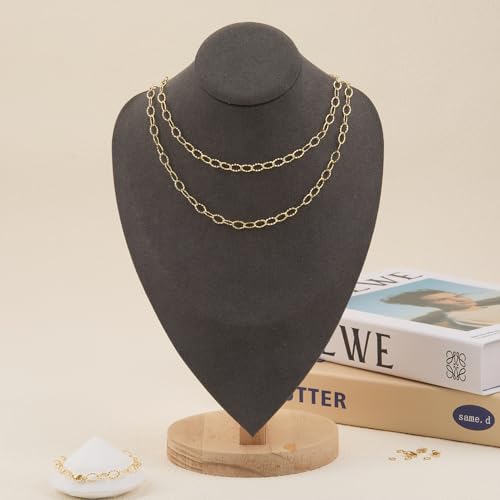 GTVOODX 16.4 Feet Gold Stainless Steel Chains for Jewelry Making Textured Cable Link Chain Spool for DIY Women Necklace Bracelet Jewelry Making Supplies with Lobster Clasps Jump Rings - color: Gold Textured Chains
