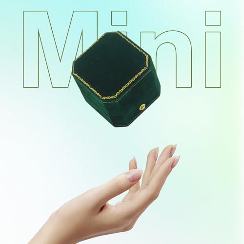 Jewelry Ring Box Small Travel Jewelry Box, Velvet Wedding Ring Box for Business, Engagement, Wedding, Bridesmaid and Mother's Day - Dark Green - color: Ring Box-Dark Green