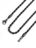 Bandmax Solid 1.5mm/2mm/3mm/6mm Rope Chains for Men Women 14K Gold Plated/Black Plated Stainless Steel Twist Chain 16-30 Inches, with Gift Box - color: 09 3MM Black Plated