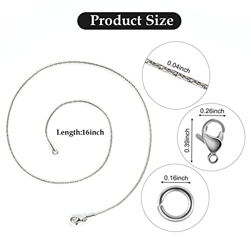 UMAOKANG 12 Pack Thin Chain Necklace for Jewelry Making, Silver Stainless Steel Flexible Snake Chains Bulk DIY Jewelry Supplies (16 Inches) - color: Silver, size: 16 Inch