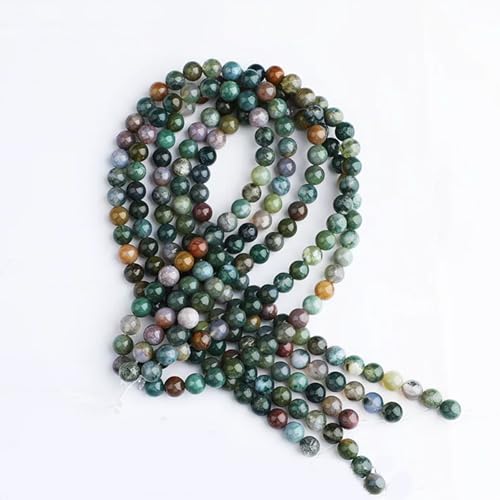 120Pcs Natural Indian Agate Beads, 6mm Round Gemstone Loose Beads 2 Strands (15") for Jewelry Making, DIY Necklace & Bracelet Supplies - color: 120 PC 6MM