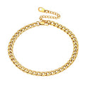 U7 Women Girls Barefoot Jewelry 18K Gold or Rose Gold Stainless Steel Heart/Rope/Figaro/Cuban Chain Anklet Foot Bracelet, 25-30 CM Long - color: Gold Plated-5mm-Curb Chain