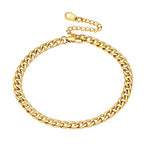 U7 Women Girls Barefoot Jewelry 18K Gold or Rose Gold Stainless Steel Heart/Rope/Figaro/Cuban Chain Anklet Foot Bracelet, 25-30 CM Long - color: Gold Plated-5mm-Curb Chain