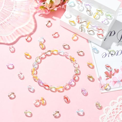 Stiesy 100Pcs Transparent Coffee Bean Glass Beads, Mixed Color Imitation Food Spacer Loose Beads Bulk for Bracelet Necklace Earring Making DIY Crafts 10x8.5x5.5mm - color: Coffee Bean-100pcs