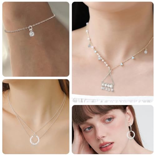 Beebeecraft 50Pcs 3.5mm Tiny Clear Crystal Charms 925 Sterling Silver Plated Cubic Zirconia Rhinestone Pendant Charms for Jewelry Making DIY Earring Necklace Bracelet - color: Silver