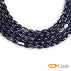 GEM-Inside 4x6mm Natural Black Botswana Onyx Agate Stone Semi Precious Rice Olive Oval Chakras Beads for Jewelry Making DIY Handmade Craft Supplies 15" - size: Black-4x6mm
