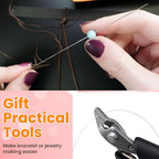 100 Loops Silver Memory Beading Wire with Cutter Tool and 6 Size Beading Needles for Jewelry Making, DIY Bracelet Necklace Ring Earring Craft, Solve Bead Stringing and Cutting Problem