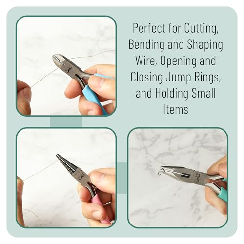 Mr. Pen- Pliers for Jewelry Making, 3 Pack, Chain Nose, Round Nose Pliers Set and Wire Cutter for Beading, Wire Wrapping, Jump Rings, Jewelry Repair, Crafting, DIY - color: Pastel 2