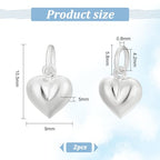 PH PandaHall 2pcs 925 Sterling Silver Charms Puffed Heart Pendants 3D Heart Dangle Pendant for Women Necklace Bracelet Jewelry Making DIY Crafts Mother's Day, 4.2mm Hole - size: 10.5x9x5mm