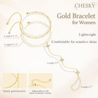 CHESKY 14K Gold Plated Hand Chain Bracelets for Women Set - Dainty Finger Ring Bracelet Stack Adjustable Hand Chains Durable Beaded Bracelets Trendy Simple Body Jewelry Gift for Women - style: 2clover bracelet-gd