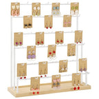 Earring Display for Vendors 6 Tier 42 Hooks Wood Earring Display Rack Holder for Earings Necklaces Rings Bracelets Keychains (White) - color: White