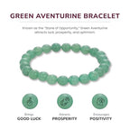 Crystal Vibe 8mm Beaded Bracelets For Women Men - Healing Crystal Bracelet - Adjustable Size - color: Aventurine