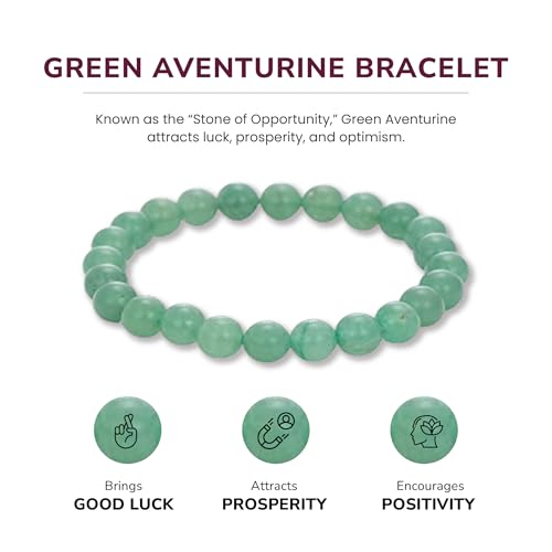 Crystal Vibe 8mm Beaded Bracelets For Women Men - Healing Crystal Bracelet - Adjustable Size - color: Aventurine