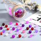 DUQGUHO 8mm Pink Purple and Red Beads for Bracelets Glass Beads for Jewelry Making 24 Colors Round Beads Bulk 520PCS - color: 13-Pink Purple Red