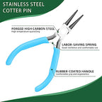 Keadic 8Pcs 4.5” Jewelry Pliers Set Contains Round Nose Pliers, Needle Nose Pliers, Bent Nose Pliers, Wire Cutters, Crimping Pliers, Nylon Pliers, End Nippers, Bail Making Pliers for Jewelry Making