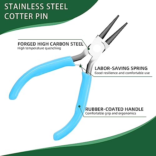 Keadic 8Pcs 4.5” Jewelry Pliers Set Contains Round Nose Pliers, Needle Nose Pliers, Bent Nose Pliers, Wire Cutters, Crimping Pliers, Nylon Pliers, End Nippers, Bail Making Pliers for Jewelry Making