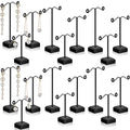 Macarrie 18 Pcs Metal Earring Holder T Bar Earring Display Stand Organizer Countertop Hanger Hanging Jewelry Towers with Acrylic Base(Black) - color: Black