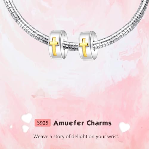 Clip Stopper Spacer Charms for Bracelets Necklaces, Compatible with Pandora,Jewery Mking DIY - style: Cross Clip