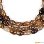 GEM-Inside 8x12mm Natural Brown Botswana Onyx Agate Stone Semi Precious Rice Olive Oval Chakras Beads for Jewelry Making DIY Handmade Craft Supplies 15" - size: Brown-8x12mm