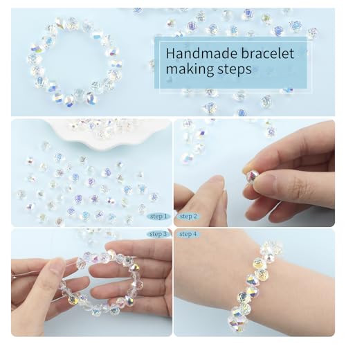 100PCS Crystal Glass Beads 8x10mm, Laser Iridescent Faceted Teardrop Shape Jewelry Beads Bulk for DIY Craft Necklace Bracelet Earring Making - color: AB Colors
