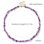 Raw Crystal Necklaces for Women 5-8mm Handmade Natural Stone Necklace Beaded Choker Necklace Healing Crystal Necklace Gemstone Necklace Raw Crystal Beaded Necklace for Her - style: Amethyst