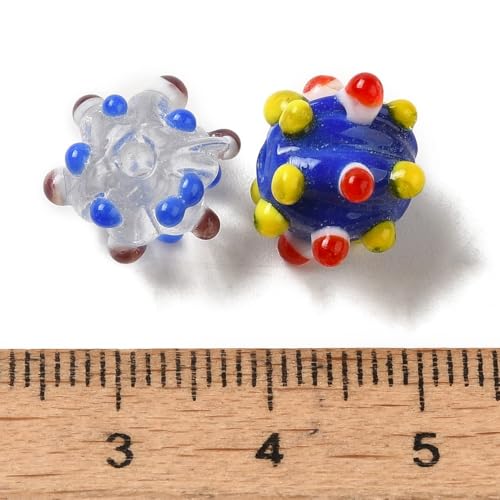 DanLingJewelry 50Pcs Handmade Bumpy Lampwork Glass Beads Colorful Round Bumpy Pumpkin Loose Beads for Bracelets Earrings Jewelry Making