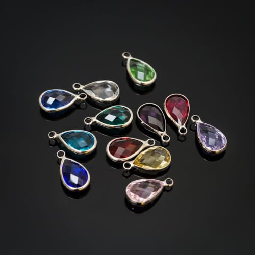 Adabele Grade A Birthstone Pendant Drop 11mm 14mm 16mm Sterling Silver Plated For Personalized Earrings Bracelet Necklace Anklet Pendant Keychain Craft Jewelry Making - color: December (blue), size: 11mm Long - 10pcs