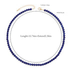 Crystal Choker Necklaces for Women,4mm Handmade Natural Stone Choker Beaded Necklace Healing Crystal Necklace Gemstone Bead Necklaces for Women - color: Lapis Lazuli