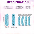 PATIKIL 4 Pcs Natural Stone, 36 x 10 mm Natural Curved Clear Quartz Stone Crystal Handmade Jade Flat Beads for DIY Crafting, Blue Pine - color: Blue Pine