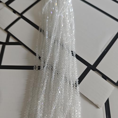 3mm4mm 1100pcs 800pcs Bicone Beads Crystal Glass Faceted Beads for Necklace Bracelet Earrings DIY Jewelry Crafts Making Project (3mm WhiteAB) - color: 3mm WhiteAB