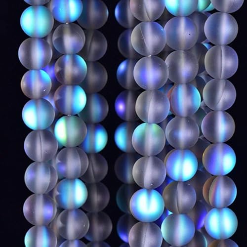 4mm Matte Aurora Crystal Glass Beads Grey Mystic Aura Quartz Bead Merimaid Frosted Moonstone Beads Crystal Healing Power for Jewelry Making 15" a Strand - color: Grey Mystic Aura, size: 4mm