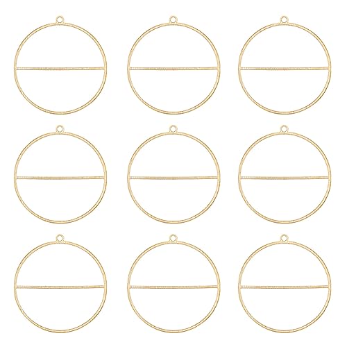 BENECREAT 10Pcs Oval Raw Brass Connectors, Hollow Geometric Metal Pendants for Bracelet, Necklace or DIY Jewelry Making Accessories, 1.5x1.6inch/ 3.8x4.1cm - color: Oval